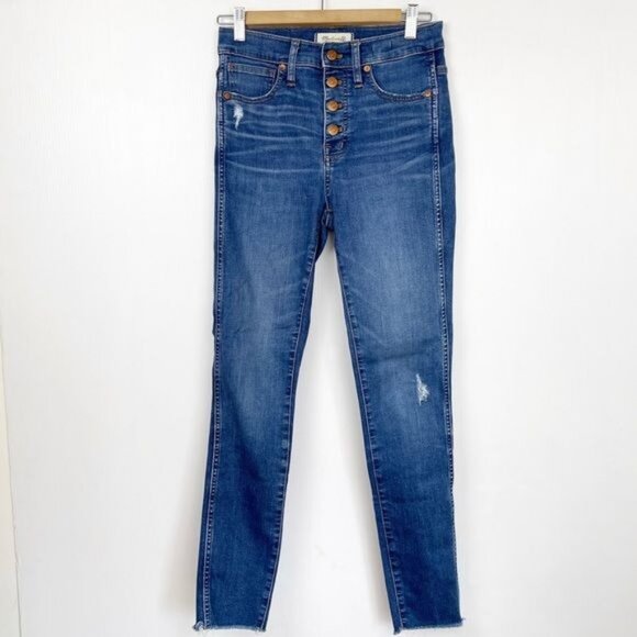 Madewell 10" High-Rise Raw Hem Button Fly Skinny jeans Style# J7914 size 25 - Picture 7 of 10